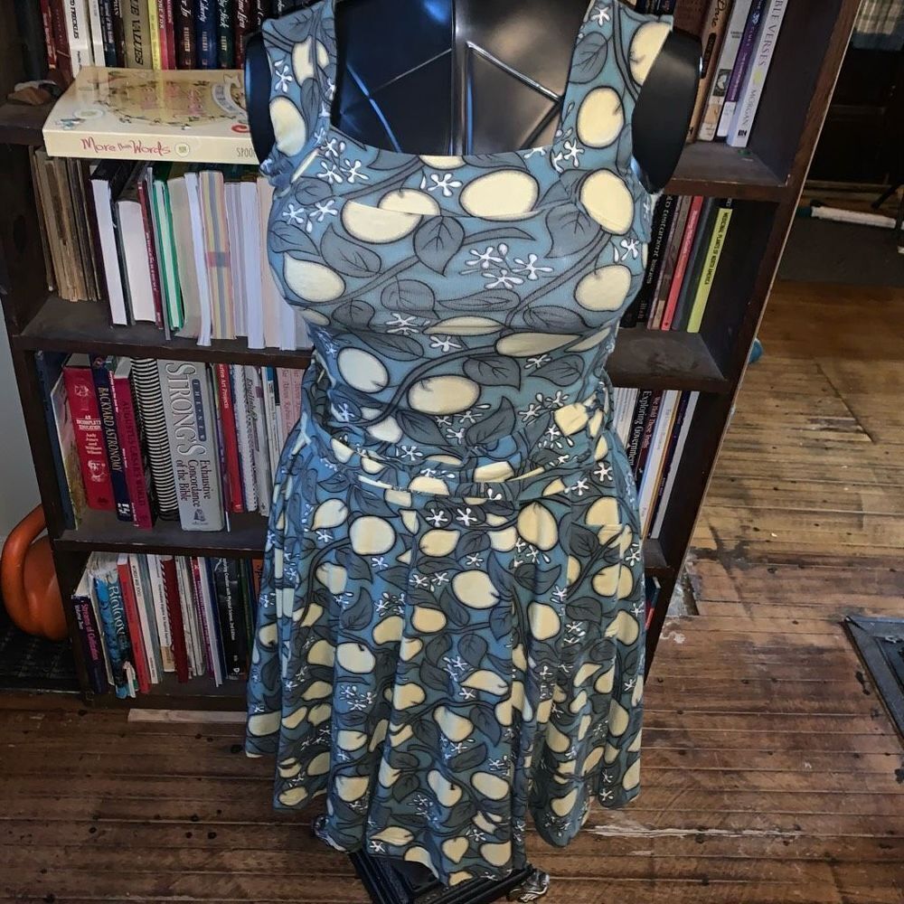 Effie’s Heart pear S square neck full skirt pinup girl knit sundress